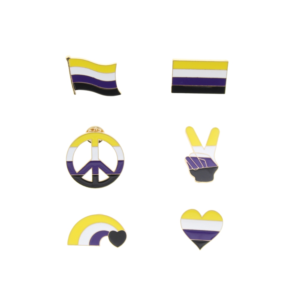 Zac's Alter Ego - Set of 6 Heavy Metal Non-Binary Equality Pin - Multicolours